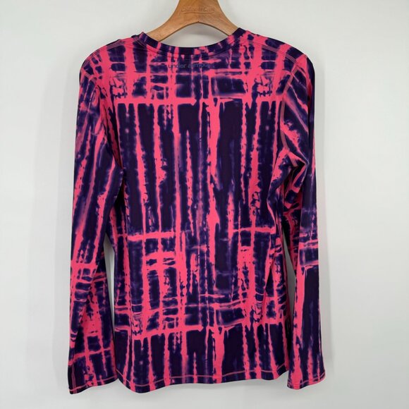 Under Armour HeatGear Long Sleeve Shirt Fitted Pink  Purple Tie-Dye Size Large - Picture 8 of 11